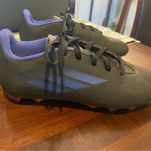 Kids Black and Blue Adidas Soccer Cleats